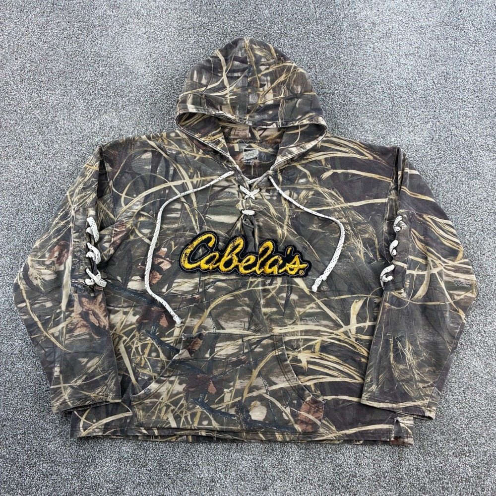 Cabela's Camo Hoodie Women's 2XL Lace Shoulder Realtree Camouflage Hunting